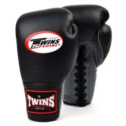 BGLL1 Twins Lace-up Boxing Gloves Black-Grey