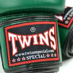 BGVL3 Twins Dark Green Velcro Boxing Gloves -Knockout Shop bgvl3 twins dark green velcro boxing gloves 147142