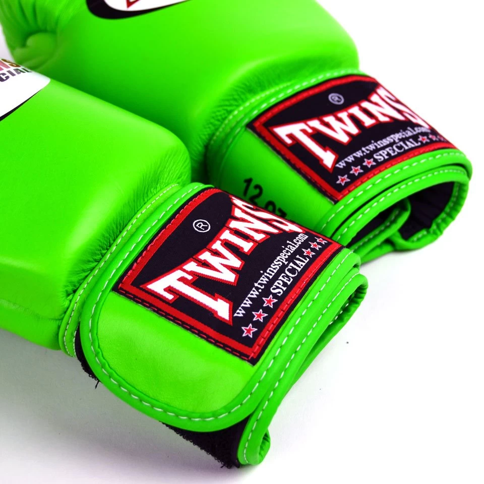 BGVL3 Twins Lime Green Velcro Boxing Gloves 6 BGVL3 Twins Lime Green Velcro Boxing Gloves - Image 4