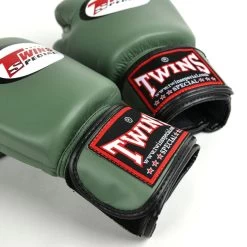 BGVL3 Twins Olive Green Velcro Boxing Gloves -Knockout Shop bgvl3 twins olive green velcro boxing gloves 355461