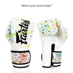 Fairtex BGV14PT The Painter Unique Boxing Gloves - White/Black -Knockout Shop fairtex bgv14pt the painter unique boxing gloves whiteblack 751501
