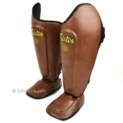 Fairtex Shin Guard SP8 Vintage Brown -Knockout Shop fairtex shin guard sp8 vintage brown 126835