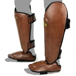 Fairtex Shin Guard SP8 Vintage Brown -Knockout Shop fairtex shin guard sp8 vintage brown 317674