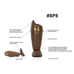 Fairtex Shin Guard SP8 Vintage Brown -Knockout Shop fairtex shin guard sp8 vintage brown 840612