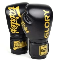 Fairtex X Glory Velcro Boxing Gloves - Black -Knockout Shop fairtex x glory velcro boxing gloves black 754304