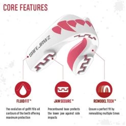 SafeJawz Extro Pink Fangz Mouth Guard -Knockout Shop safejawz extro pink fangz mouth guard 3 8454 p