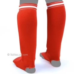 SPE1 Fairtex Red Elastic Competition Shin Pads -Knockout Shop spe1 fairtex red elastic competition shin pads 215049