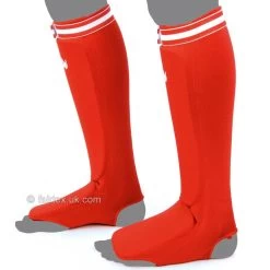 SPE1 Fairtex Red Elastic Competition Shin Pads -Knockout Shop spe1 fairtex red elastic competition shin pads 770809