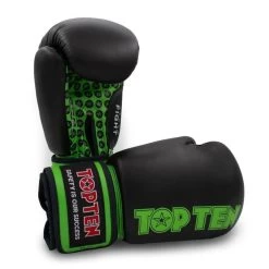 TOP TEN Fight Boxing Gloves Black/Green 10oz