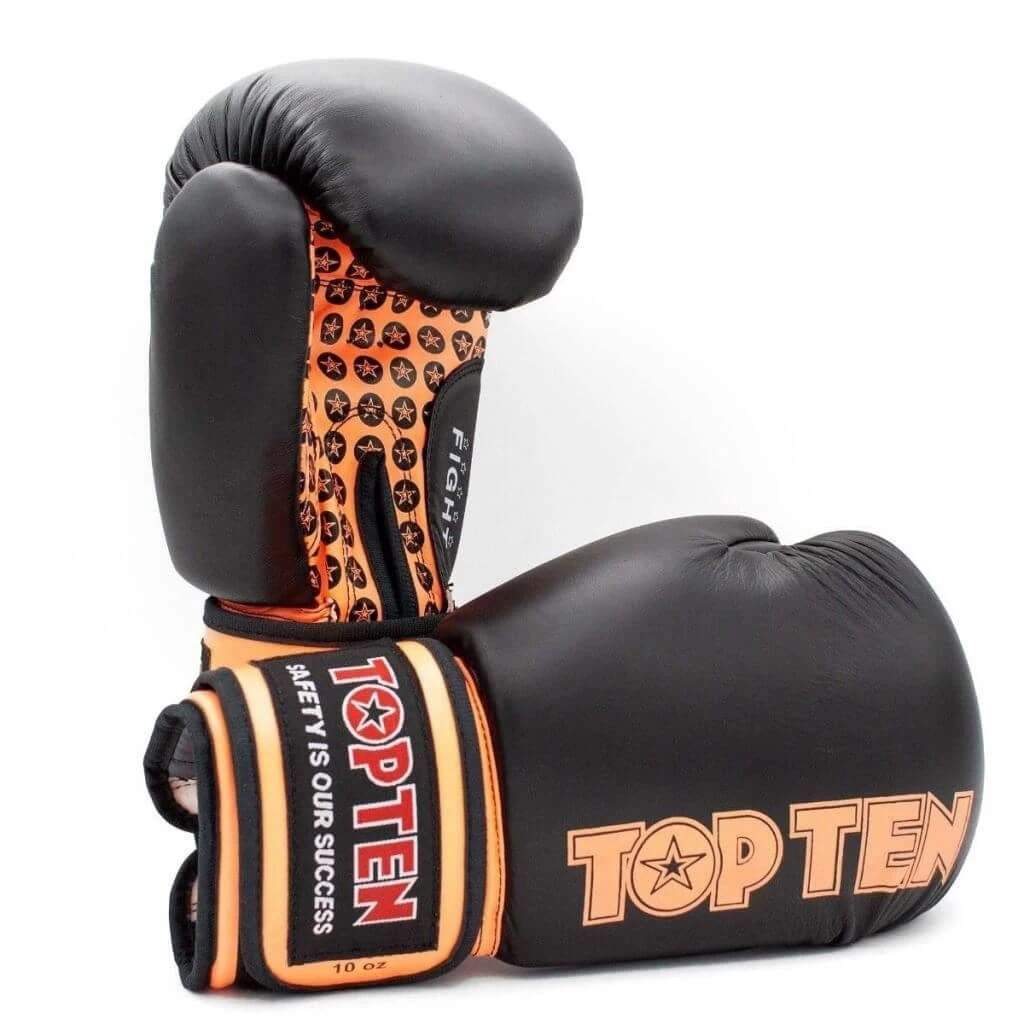 TOP TEN Fight Boxing Gloves Black/Orange 10oz 3 TOP TEN Fight Boxing Gloves Black/Orange 10oz