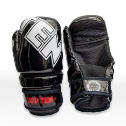 TOP TEN Glossy Block Pointfighter Gloves Black/White -Knockout Shop top ten glossy block pointfighter gloves black white 3 9265 p