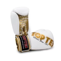 TOP TEN Women's Boxing Gloves White/Gold 10oz
