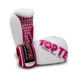 TOP TEN Women's Boxing Gloves White/Pink 10oz